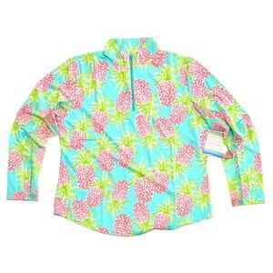 Gottex Half 1/2 Zip Pineapple Golf Shirt Top Sz XL Mock Neck G Lifestyle NWT
